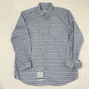 Carhartt FR Button Down Long Sleeve Blue Plaid Button Shirt Mens Size XL